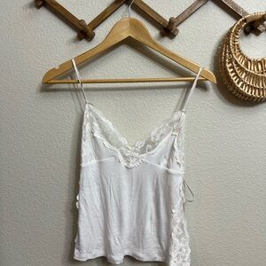 Victorias Secret White Lace Trim Cami Top